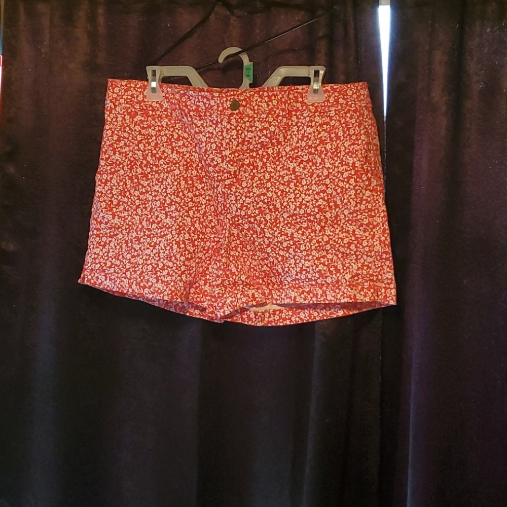 Red floral print shorts